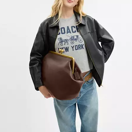 Large Kisslock Frame Bag In Crystal Signature Jacquard