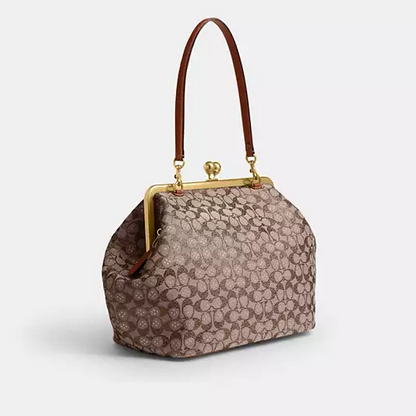 Large Kisslock Frame Bag In Crystal Signature Jacquard