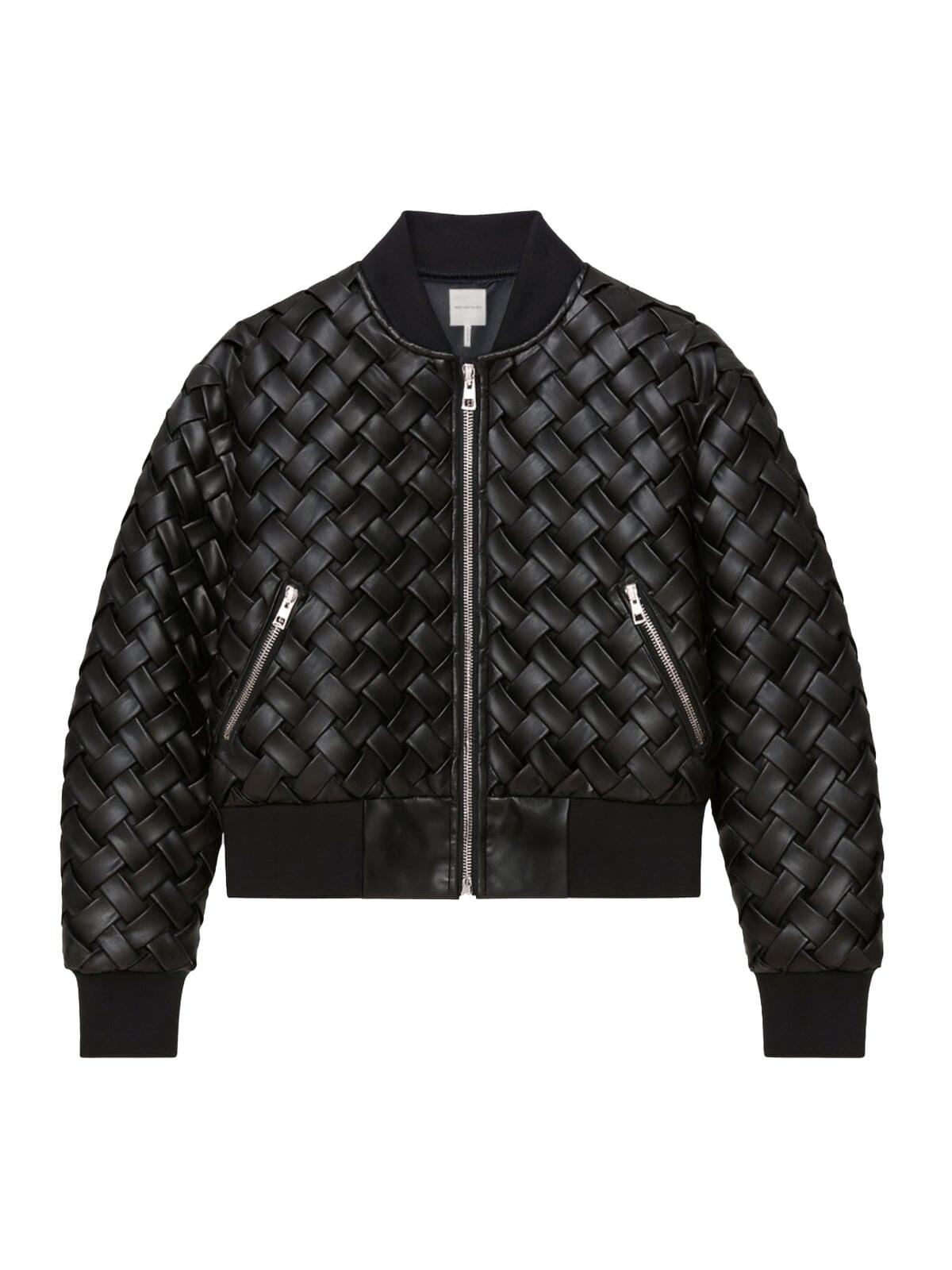 Woven Faux-Ever Leather Bomber Jacket
