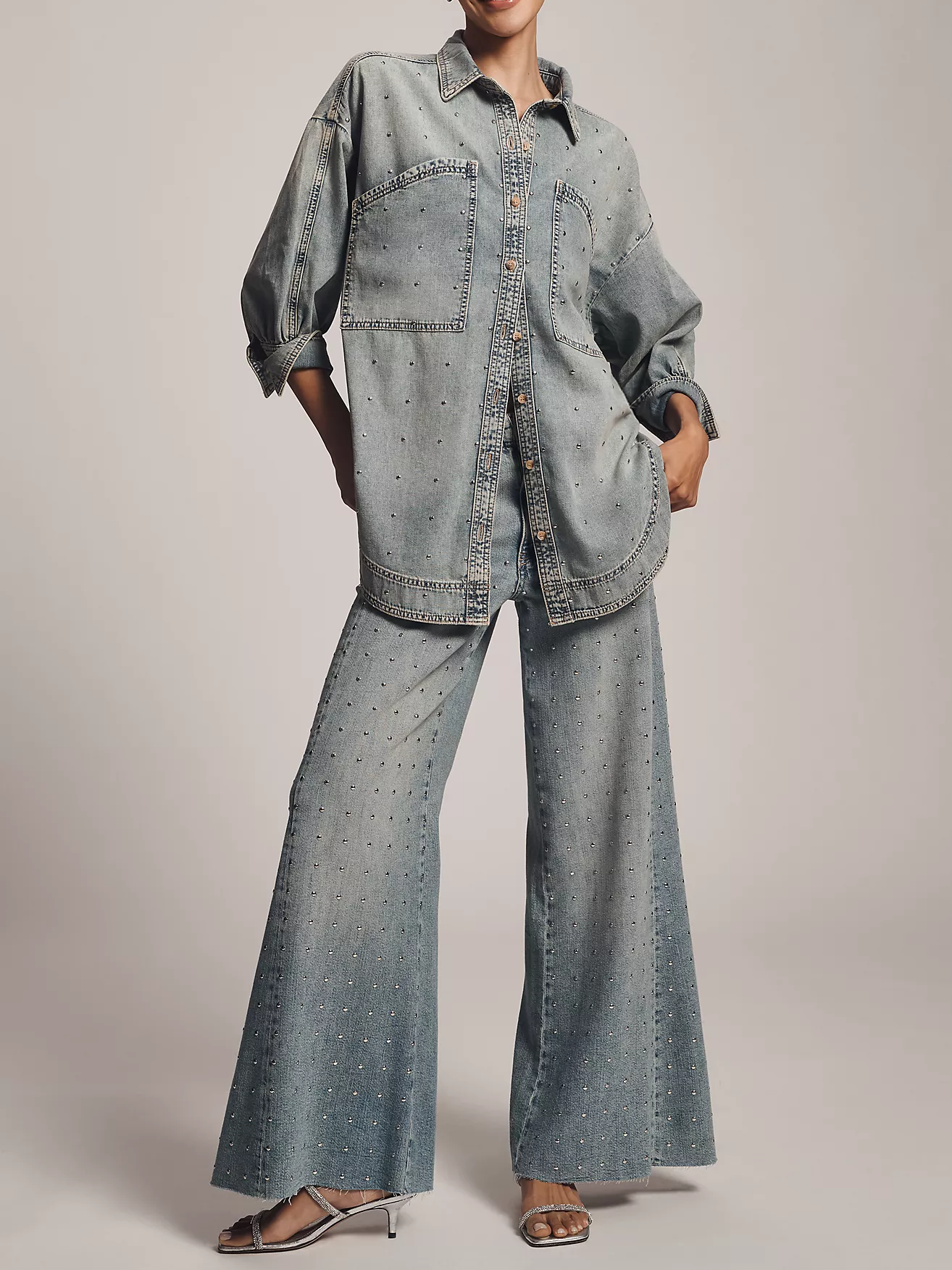 Studded Denim Buttondown Shirt