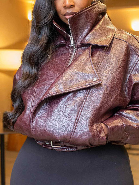 Wine Down | Faux Leather Jacket
