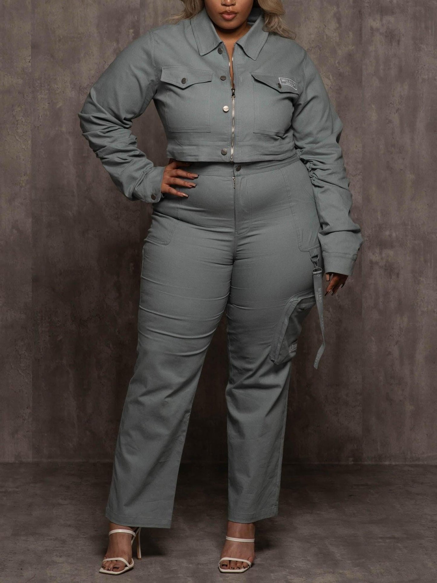 Cropped Utility Jacket & Pants Set