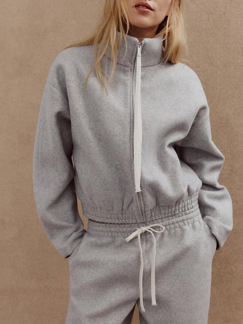 Cozy Grey Half Zip Fleece Sweat Set