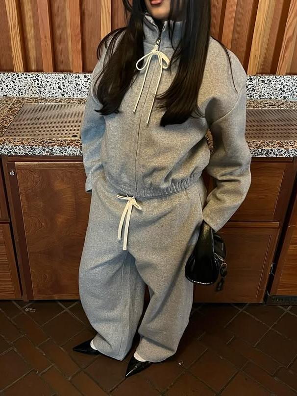 Cozy Grey Half Zip Fleece Sweat Set