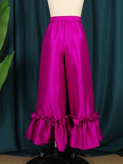 Shiny High Waist Flare Pants Wide Leg Bell Bottoms Trousers