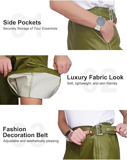 PU Faux Pants High Waist Wide Leg Pants