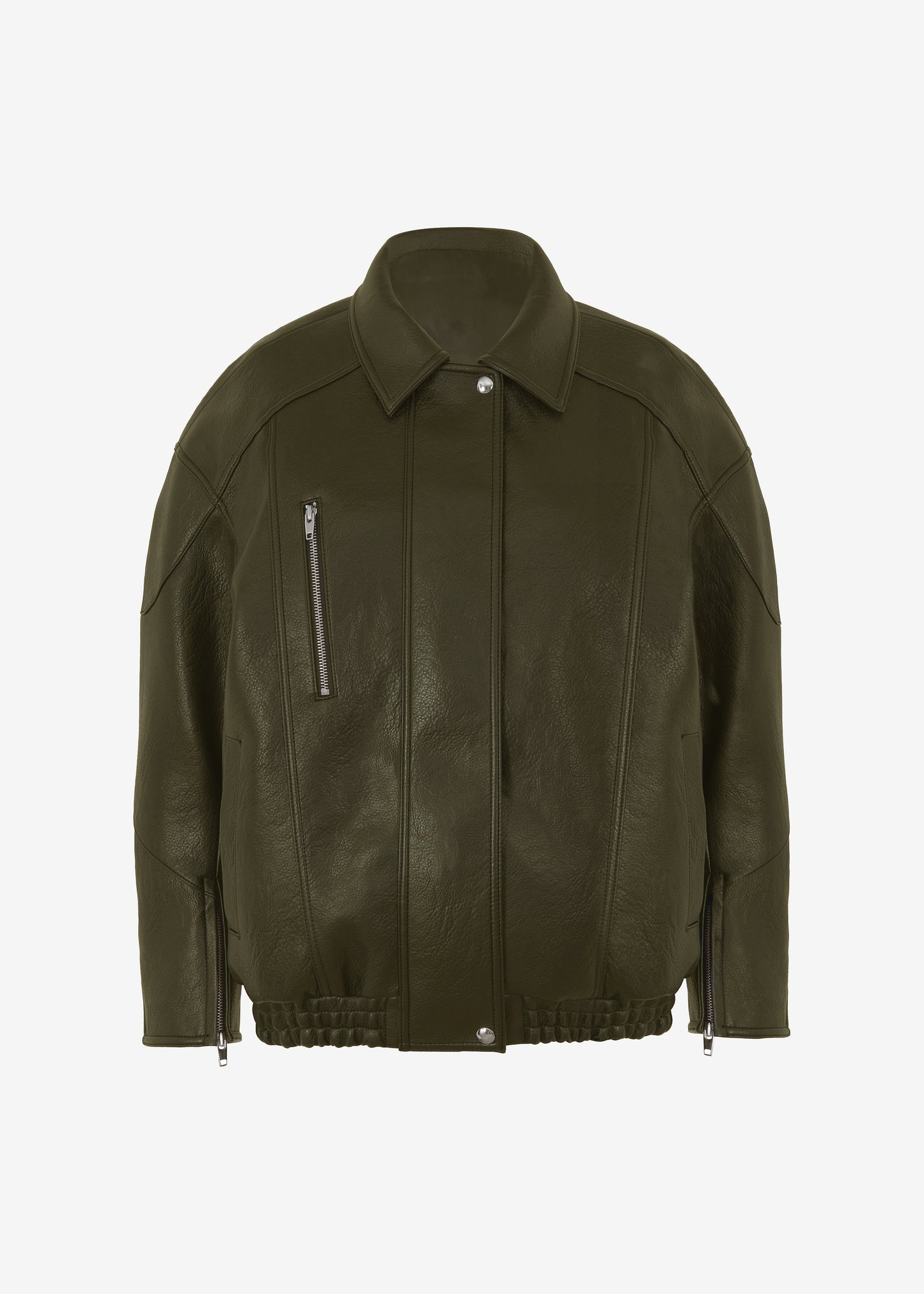 Faux Leather Jacket - Olive
