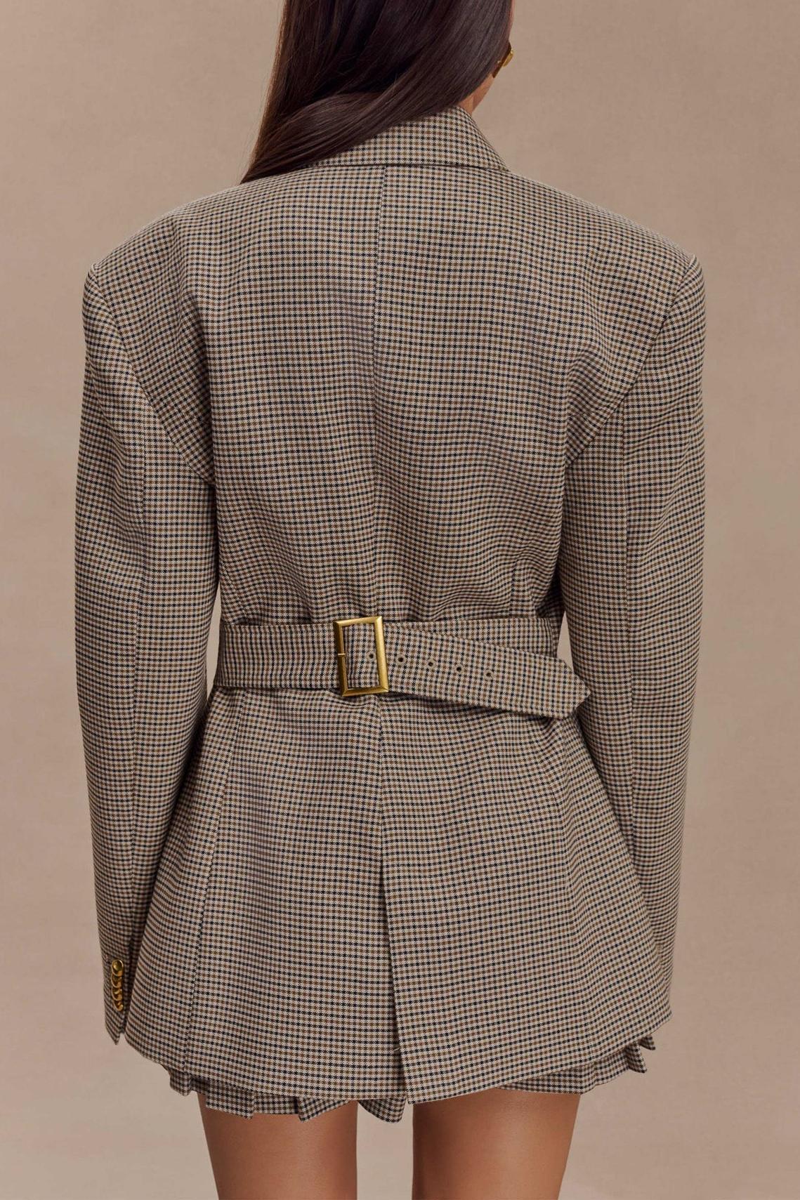 Shaped Blazer - Tan Check