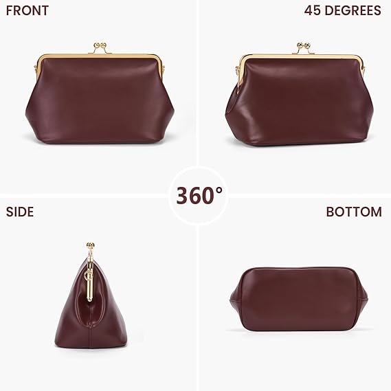 Kiss Lock Crossbody Bag PU Medium Handbags