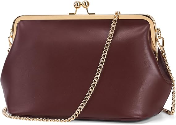 Kiss Lock Crossbody Bag PU Medium Handbags