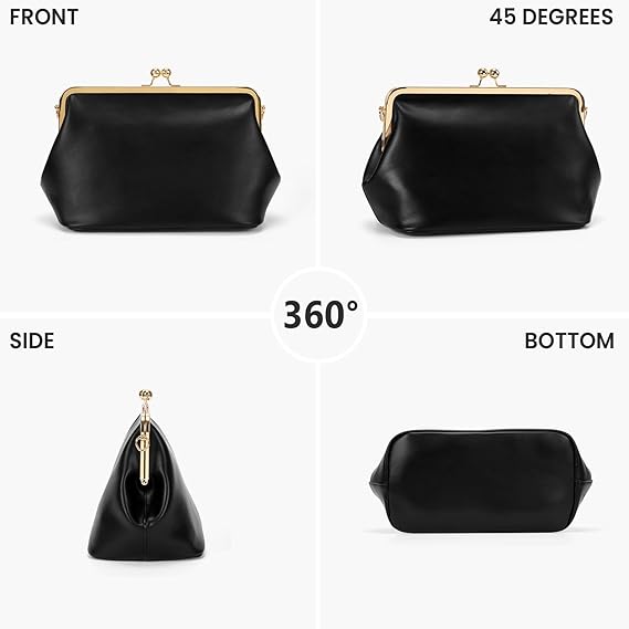 Kiss Lock Crossbody Bag PU Medium Handbags