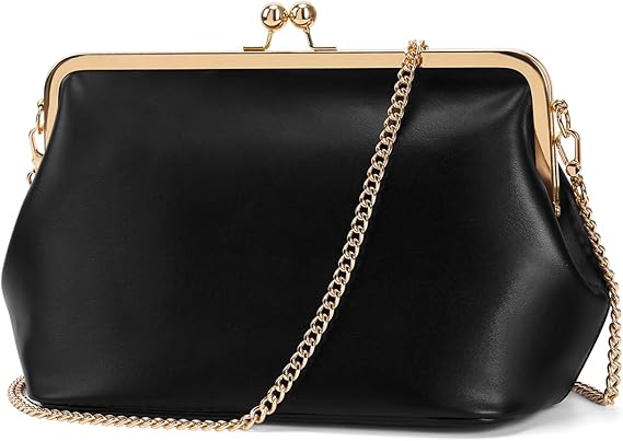 Kiss Lock Crossbody Bag PU Medium Handbags