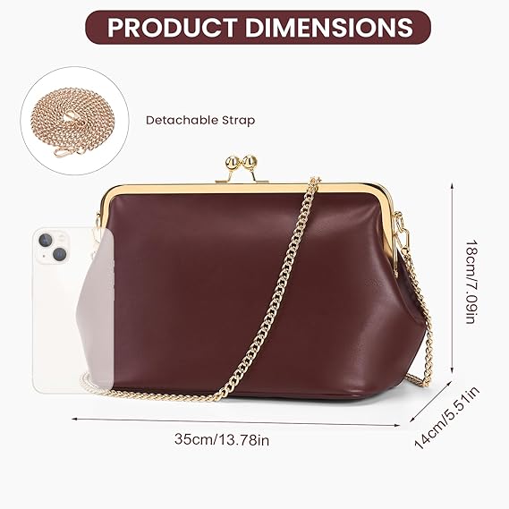 Kiss Lock Crossbody Bag PU Medium Handbags