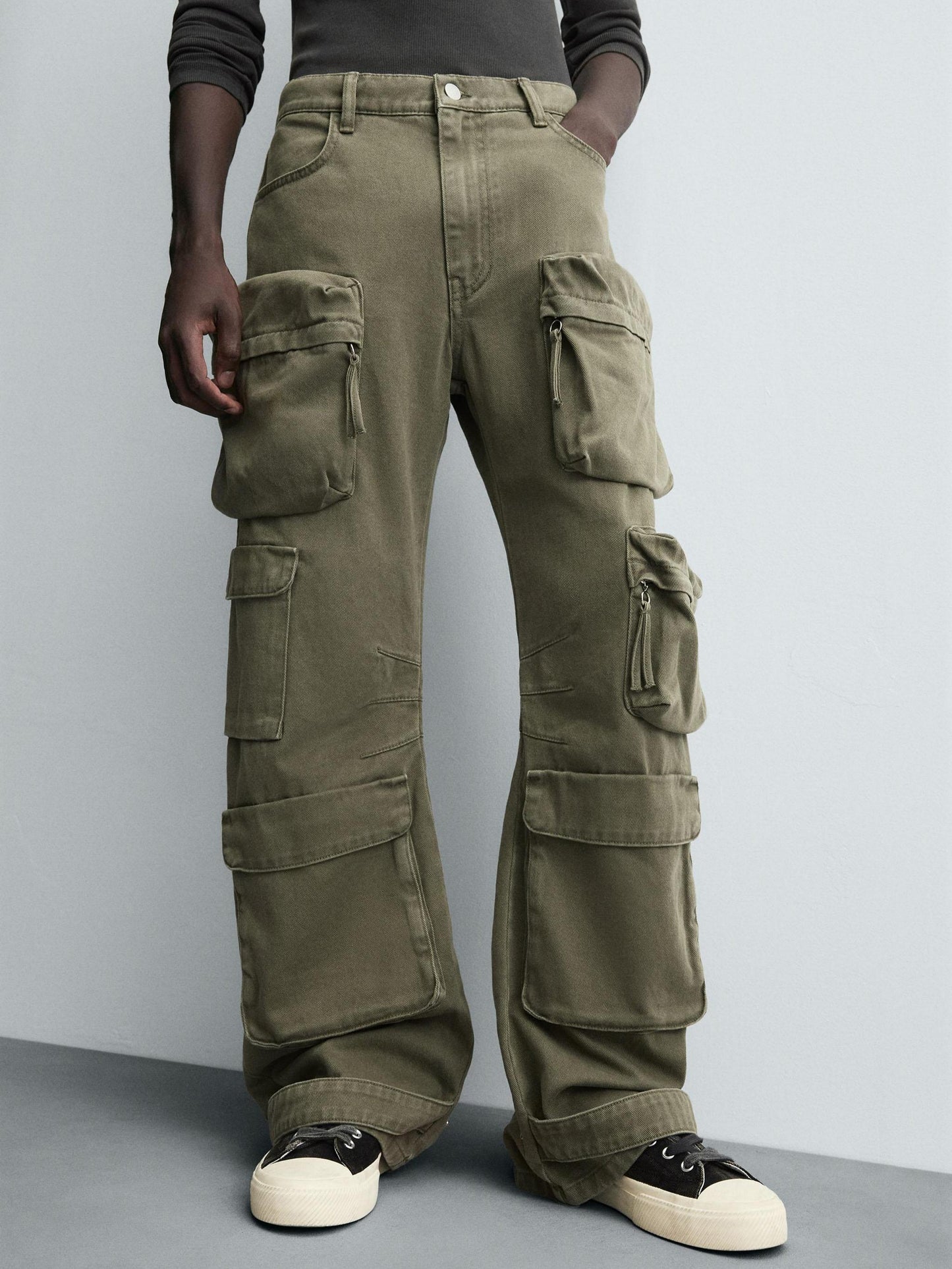 Denim Cargo Pants With Pockets