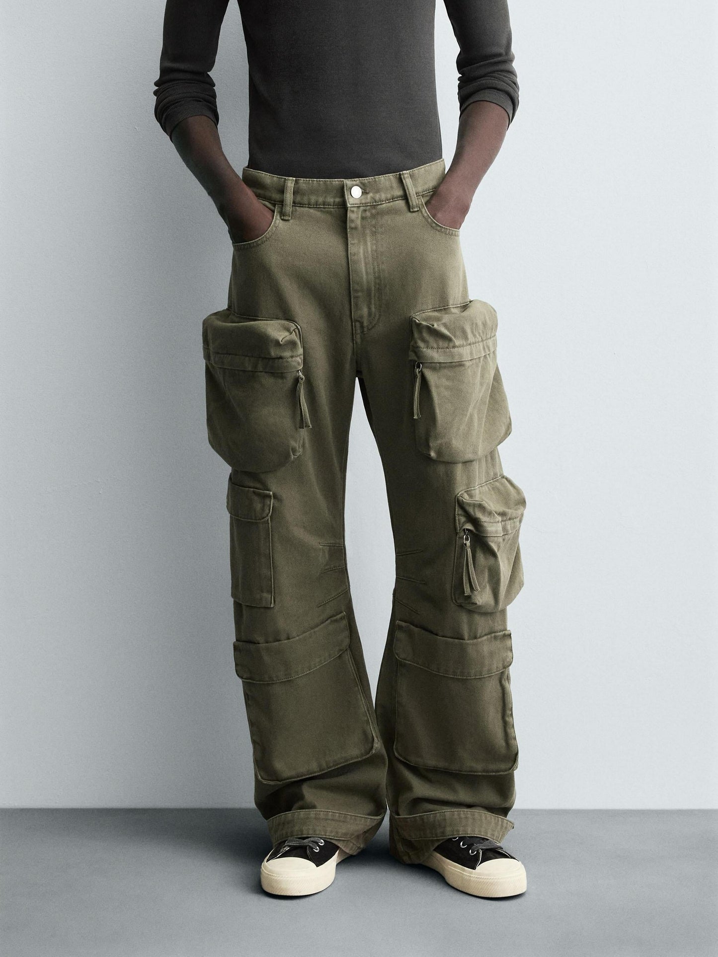 Denim Cargo Pants With Pockets