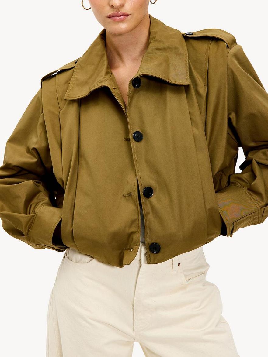Cropped Button-Up Utility Jacket