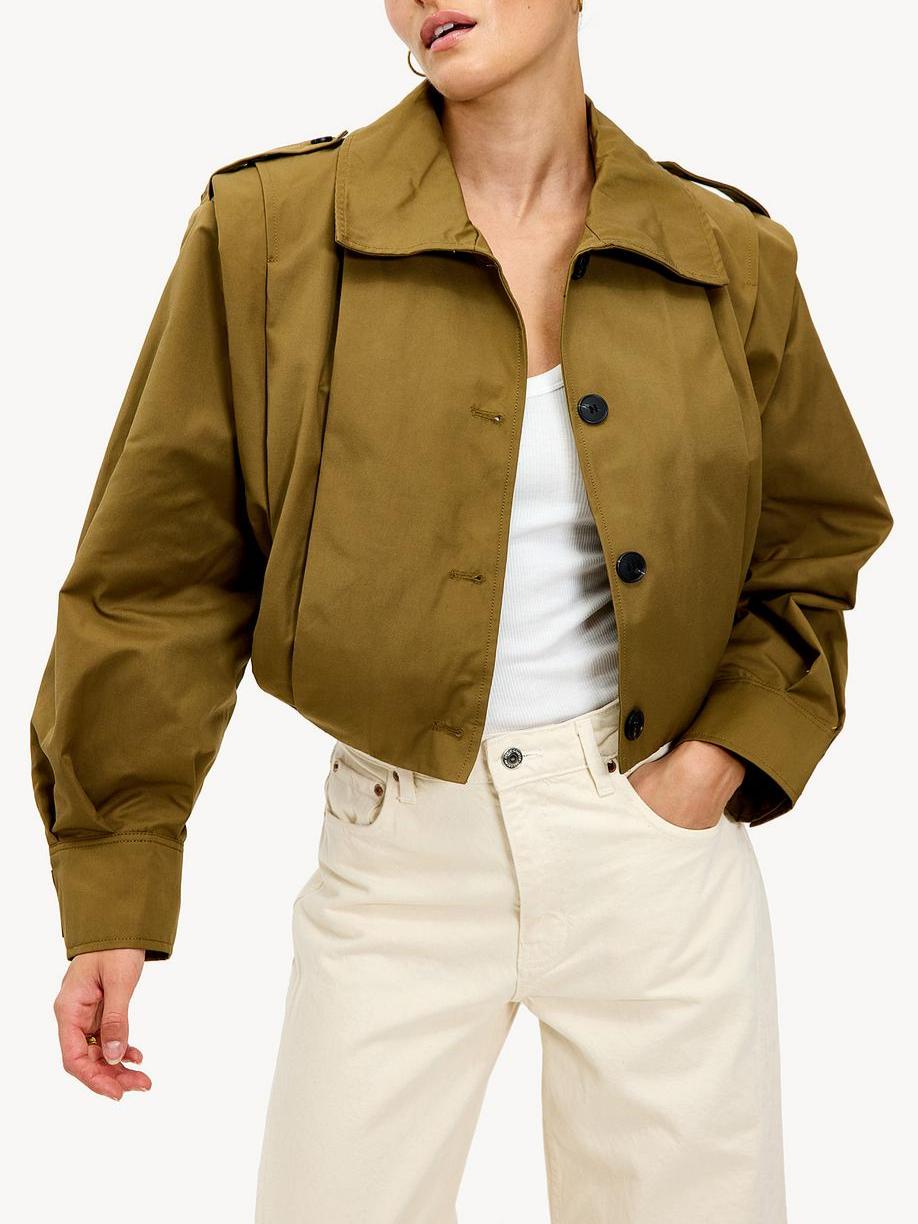 Cropped Button-Up Utility Jacket