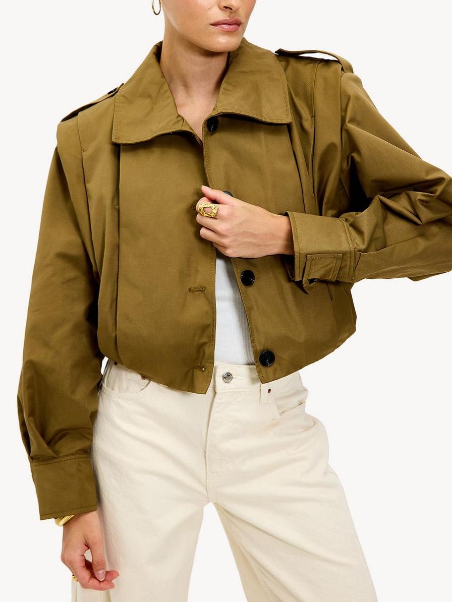 Cropped Button-Up Utility Jacket