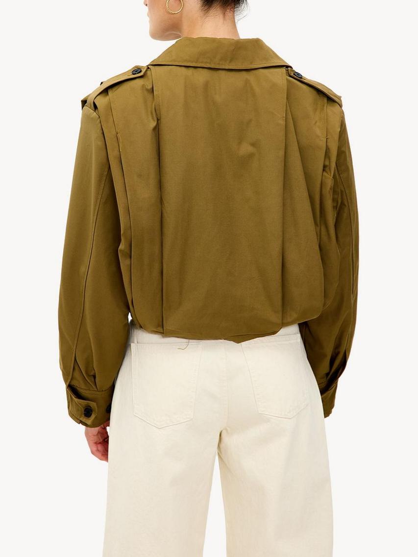 Cropped Button-Up Utility Jacket