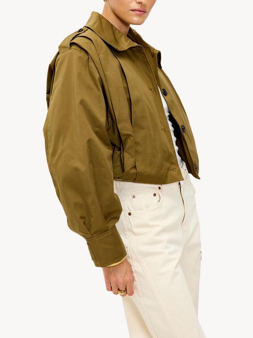 Cropped Button-Up Utility Jacket