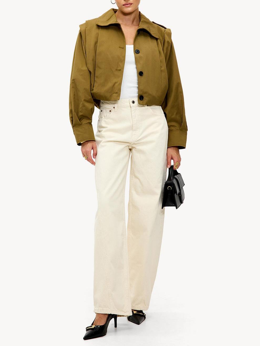 Cropped Button-Up Utility Jacket