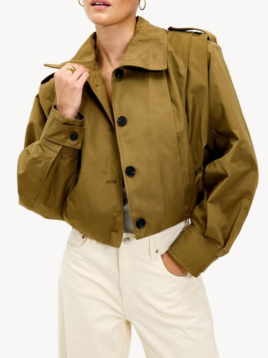 Cropped Button-Up Utility Jacket