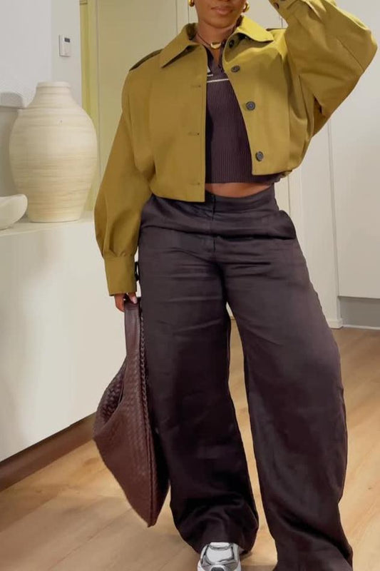 Cropped Button-Up Utility Jacket