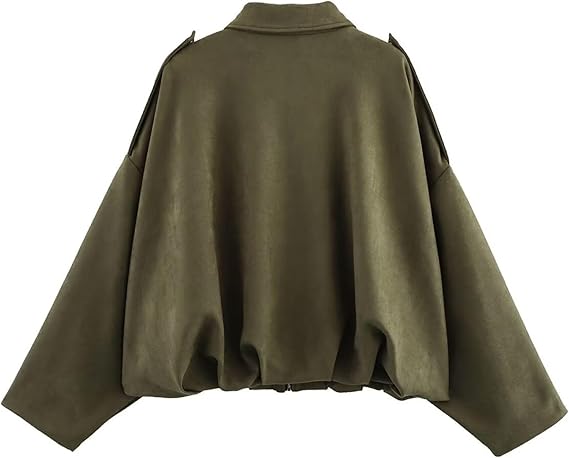 Faux Suede Lapel Pilot Bomber Jacket