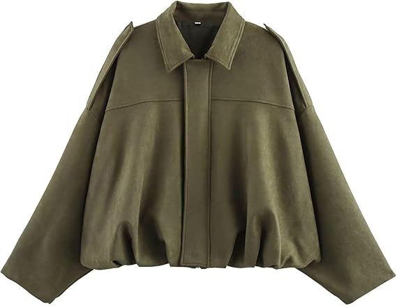 Faux Suede Lapel Pilot Bomber Jacket