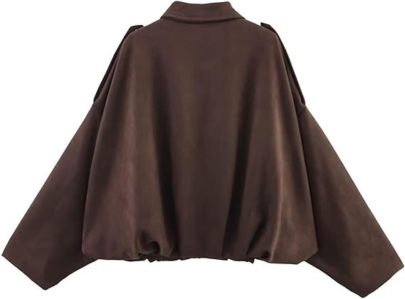 Faux Suede Lapel Pilot Bomber Jacket