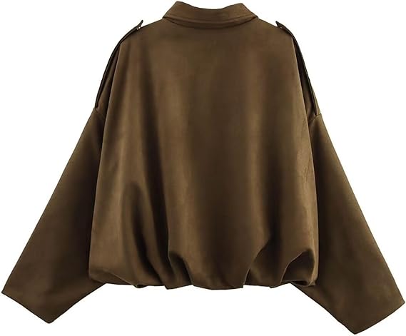 Faux Suede Lapel Pilot Bomber Jacket