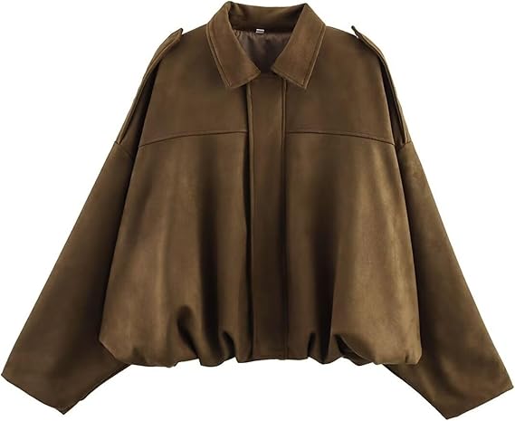 Faux Suede Lapel Pilot Bomber Jacket