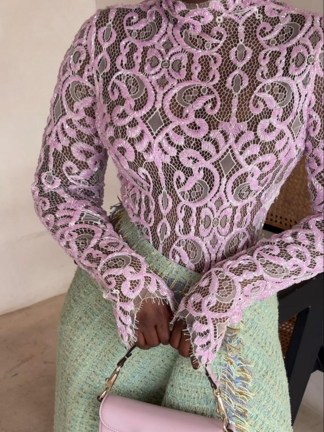 Fully Embellished Lace Bodysuit