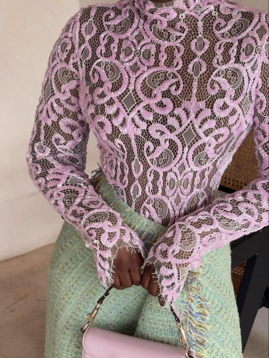 Fully Embellished Lace Bodysuit