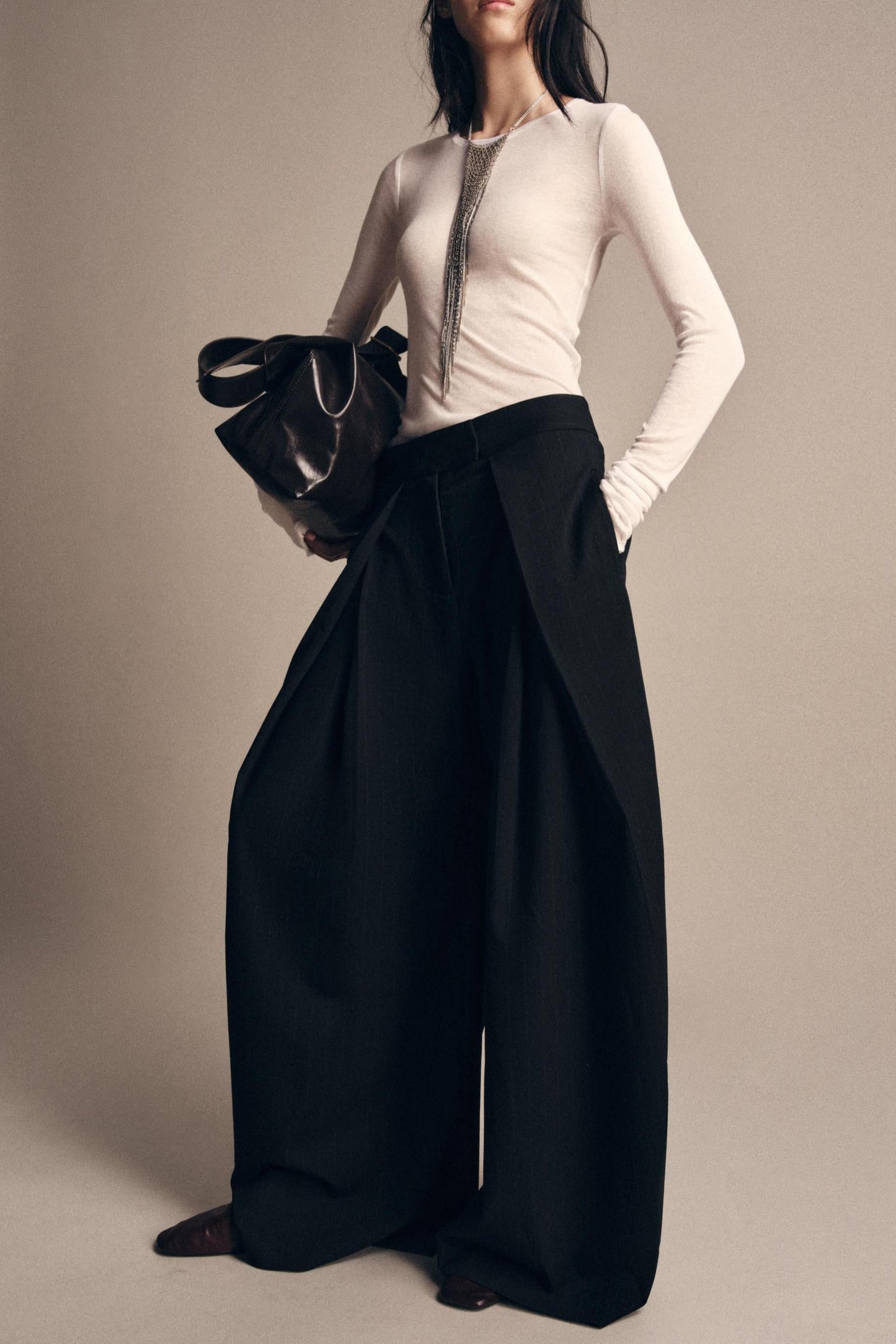 Pinstripe Pleated Pants