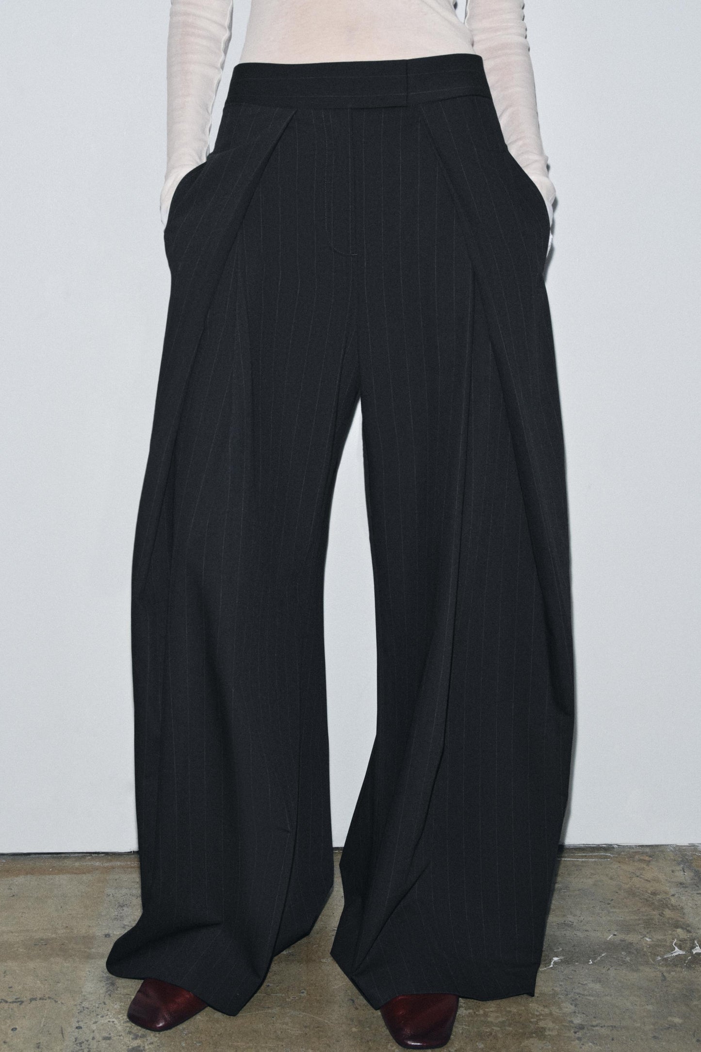 Pinstripe Pleated Pants