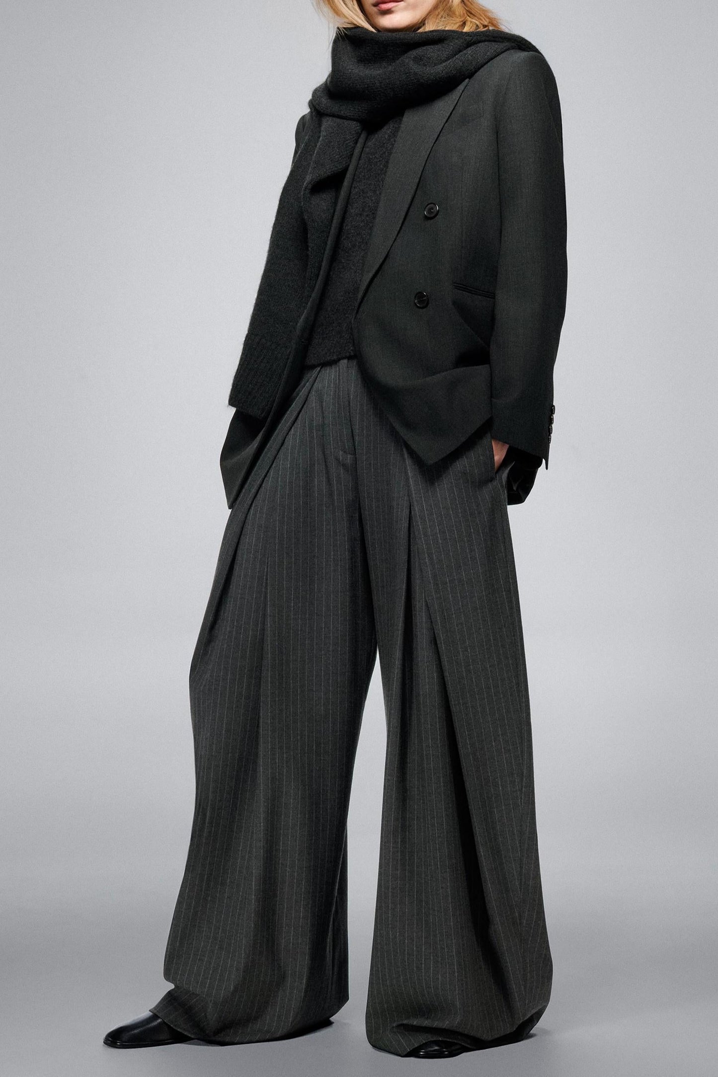 Pinstripe Pleated Pants