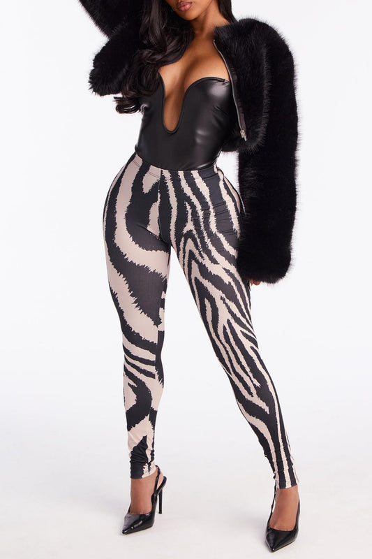 Midrise Zebra Print Legging