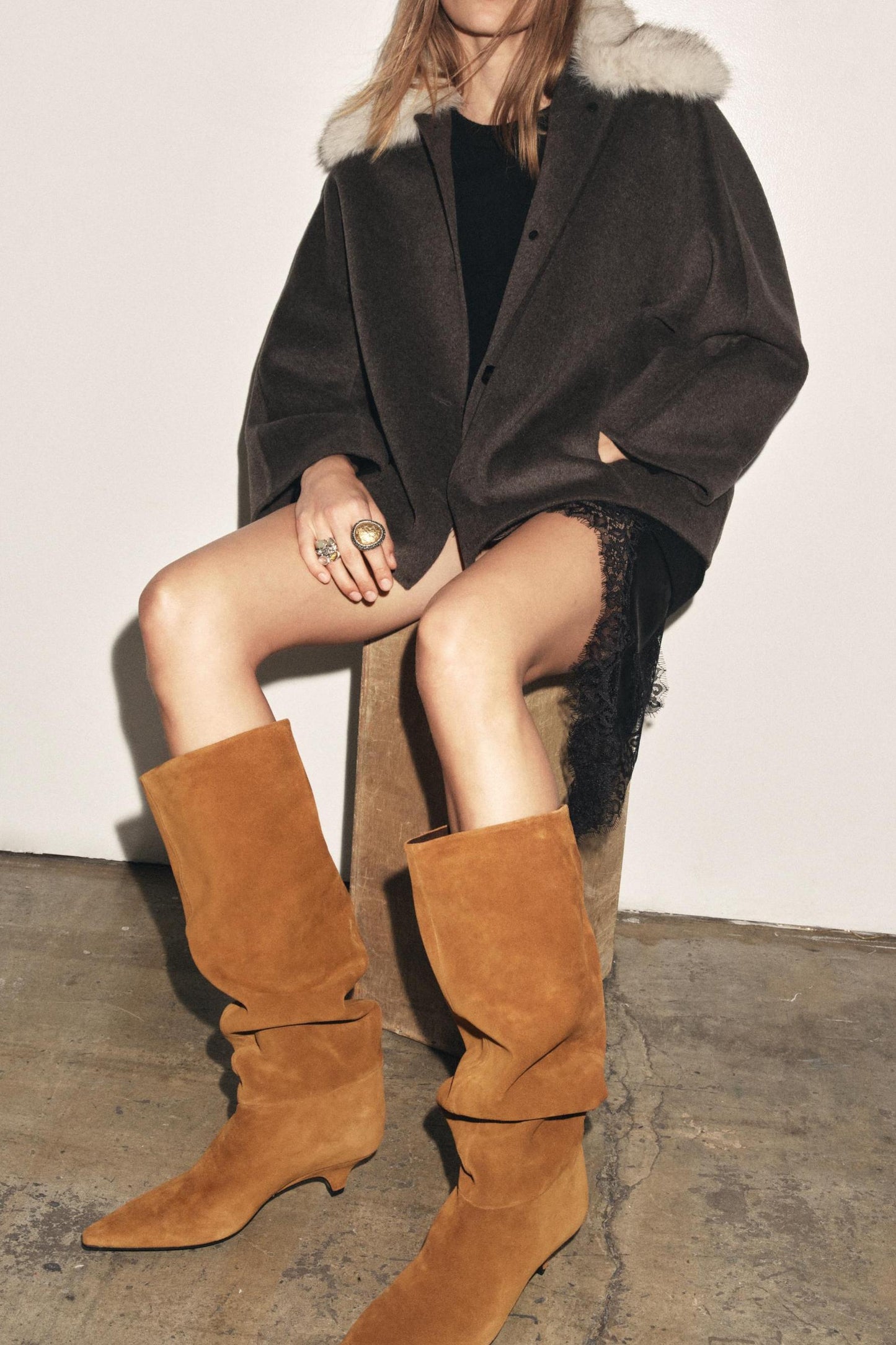 Faux Suede Heeled Boots