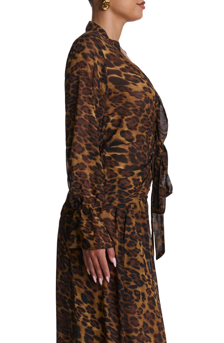 Plunge Tie Front Chiffon Top