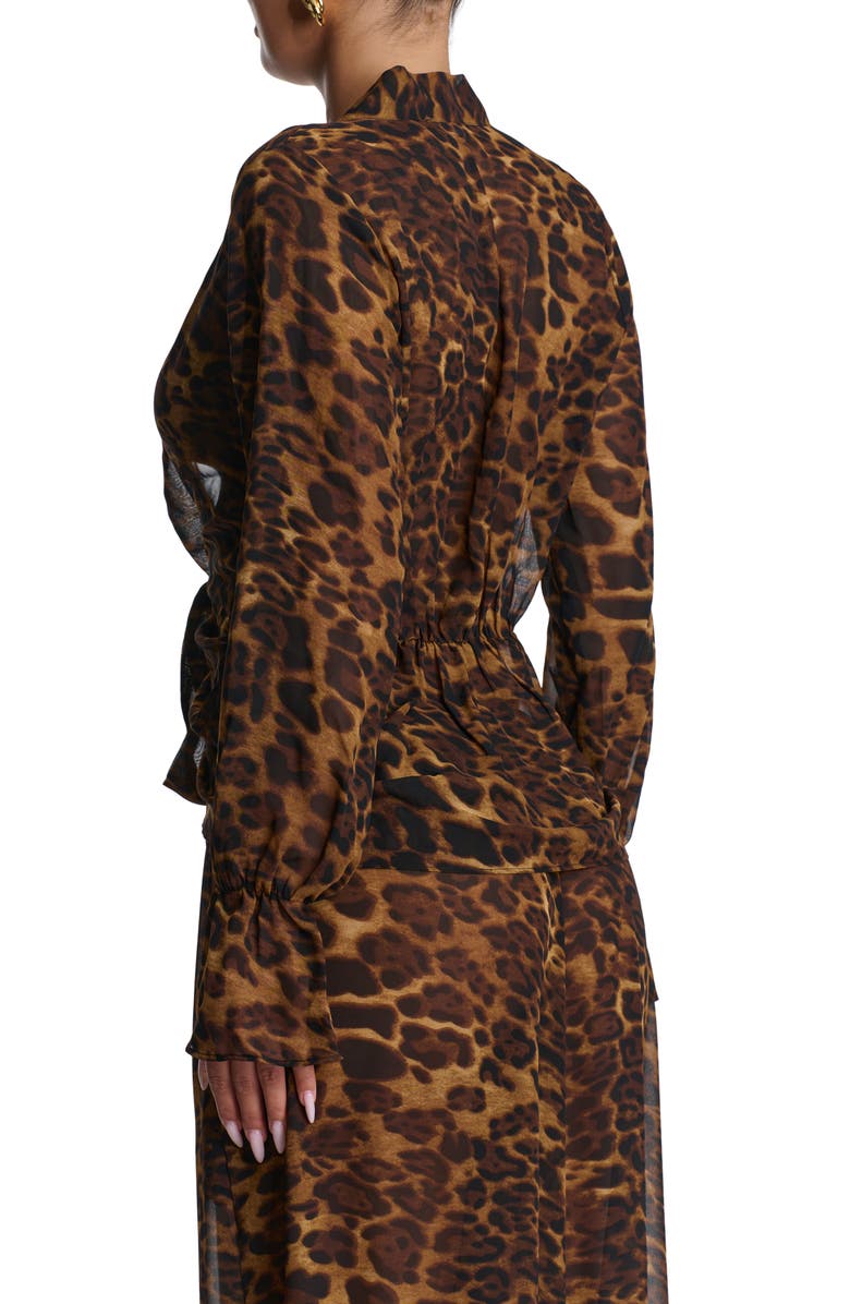 Plunge Tie Front Chiffon Top