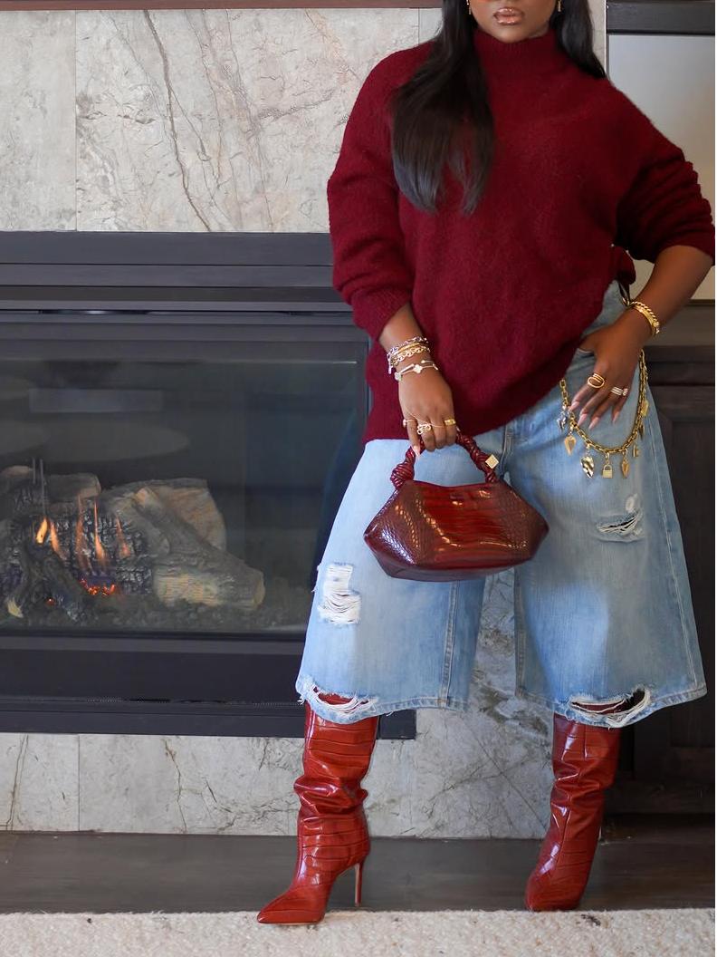 Bota Croco Vinho Lais Salto Fino 10cm