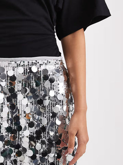 Mixed Pieces Disc Sequin Mini Skirt