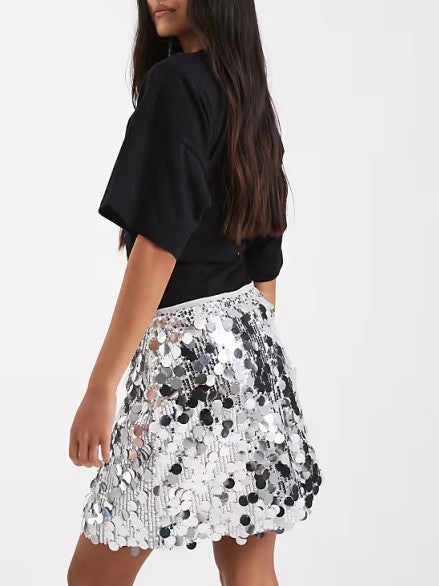 Mixed Pieces Disc Sequin Mini Skirt