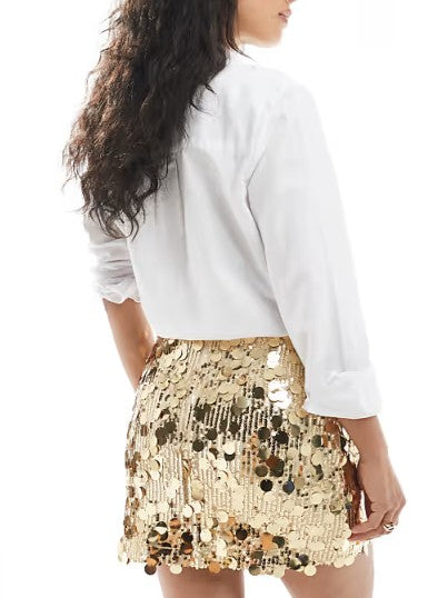 Mixed Pieces Disc Sequin Mini Skirt