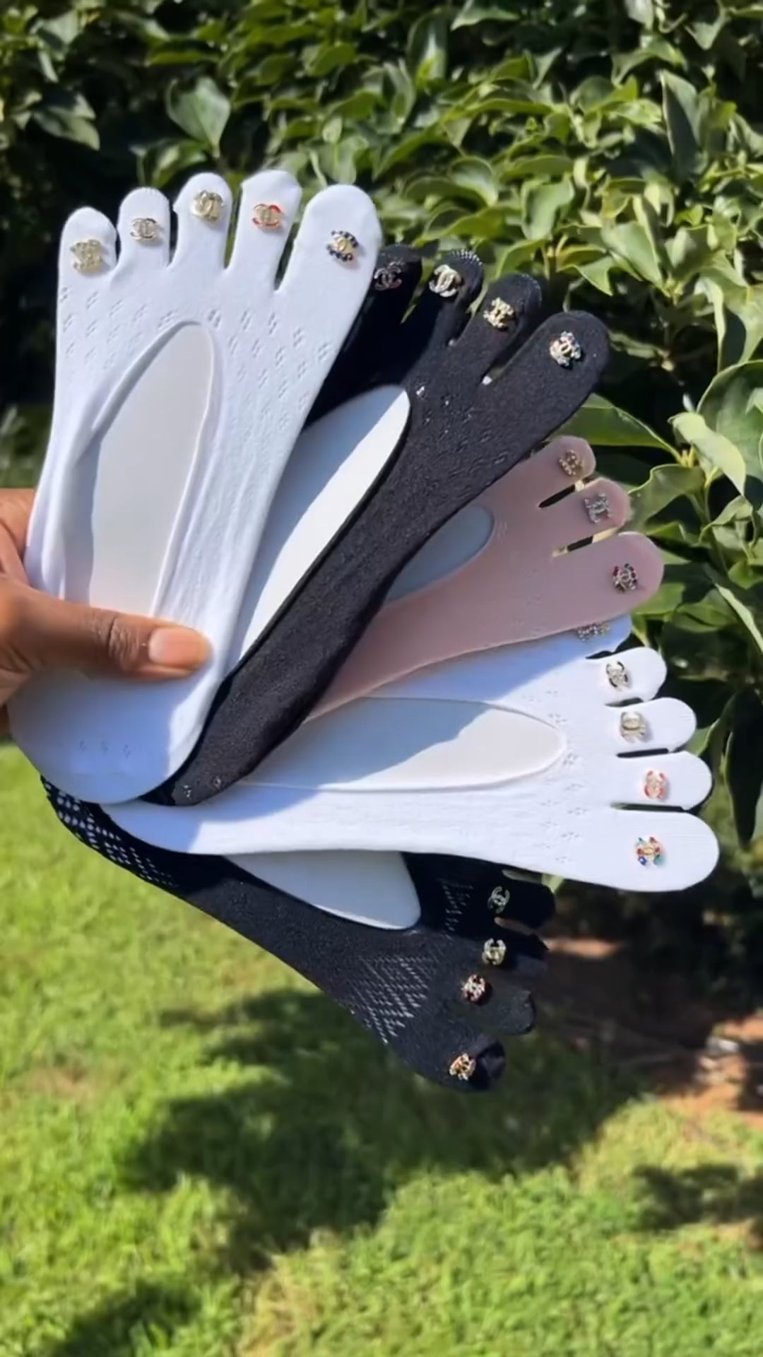 “BLINGED OUT TOE SOCKS”