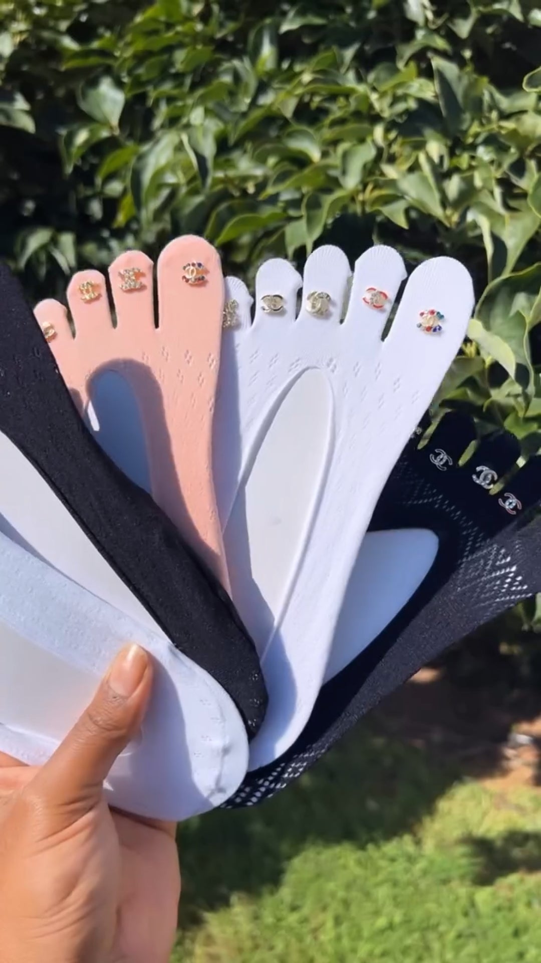 “BLINGED OUT TOE SOCKS”