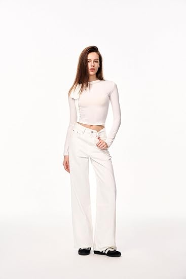 Adjustable Wasit Baggy Jeans with Snap-Button Waistband