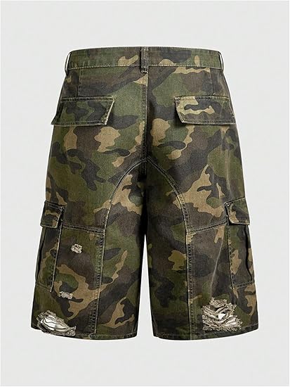 Camo Cargo Denim Shorts Baggy Jorts