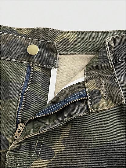 Camo Cargo Denim Shorts Baggy Jorts